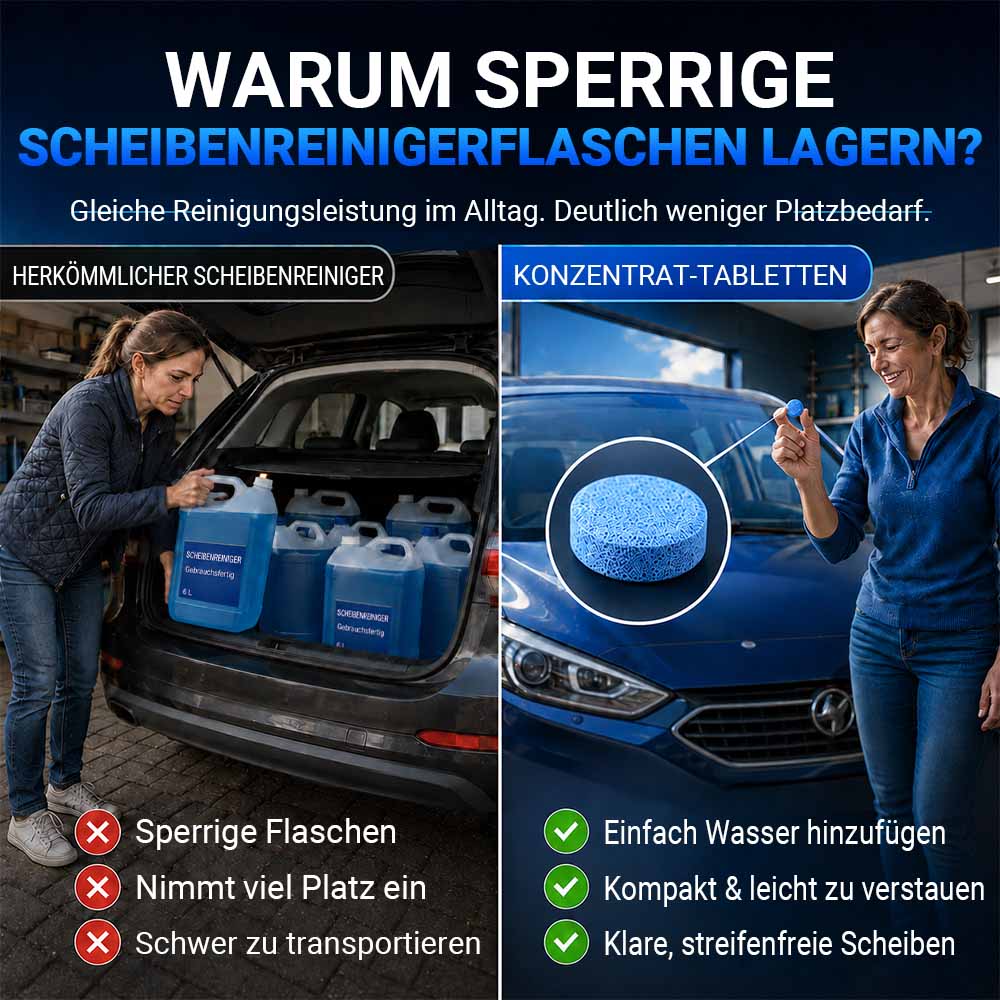 Konzentrierte Scheibenwasch-Tabletten – Einfach Wasser hinzufügen & die Windschutzscheibe reinigen🔥