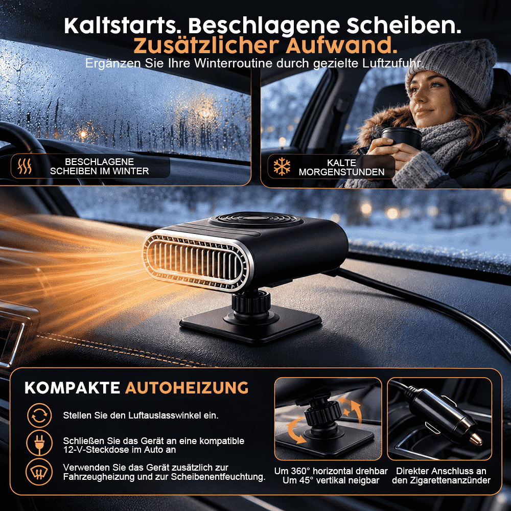 Tragbare Autoheizung – Schnelles Enteisen & Entfeuchten der Windschutzscheibe