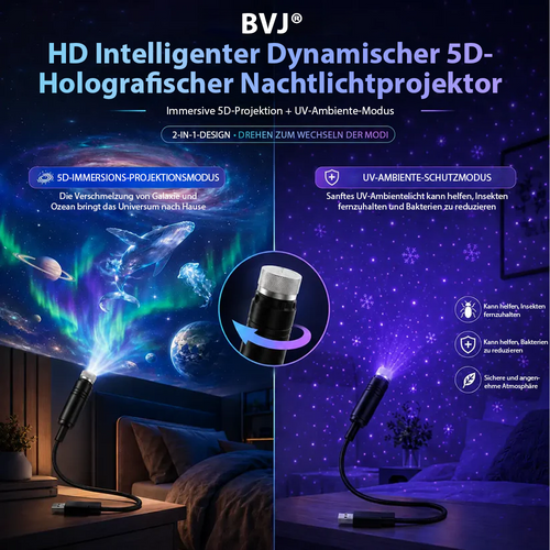 BVJ® Nachtlicht-Projektor – intelligenter holografischer Sternenprojektor🥳 Über 50.000 zufriedene Nutzer🏆