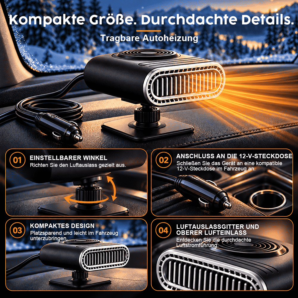 Tragbare Autoheizung – Schnelles Enteisen & Entfeuchten der Windschutzscheibe