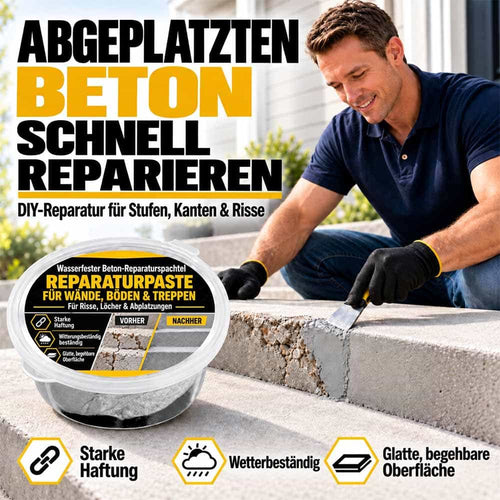 Wasserfeste Reparaturpaste für Betonwände, Böden & Stufen – Für Risse, Löcher & Abplatzungen 🛡️