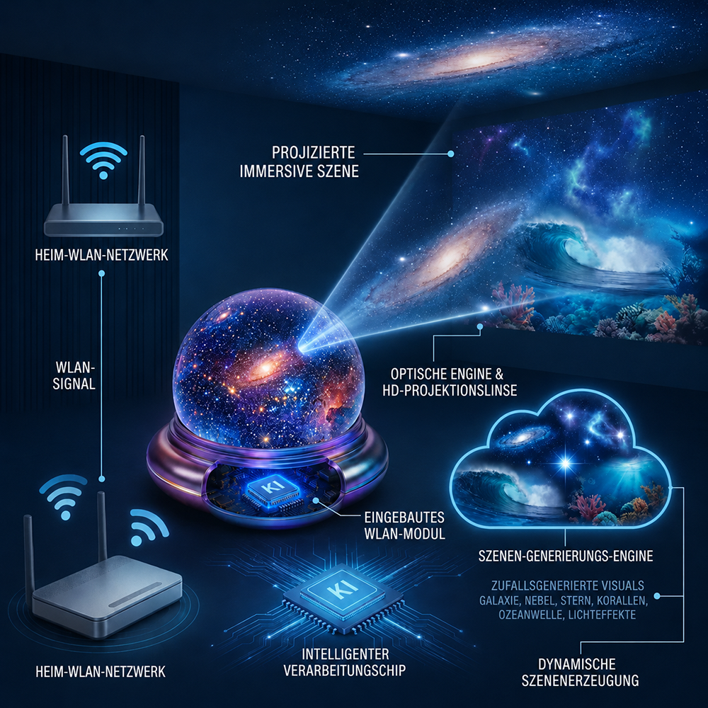 🔮 Nachtlicht-Projektor – intelligenter holografischer Sternenprojektor🔥