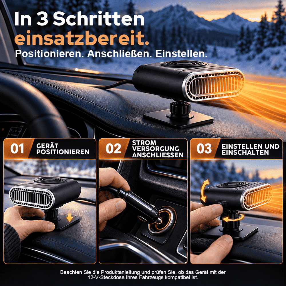 Tragbare Autoheizung – Schnelles Enteisen & Entfeuchten der Windschutzscheibe