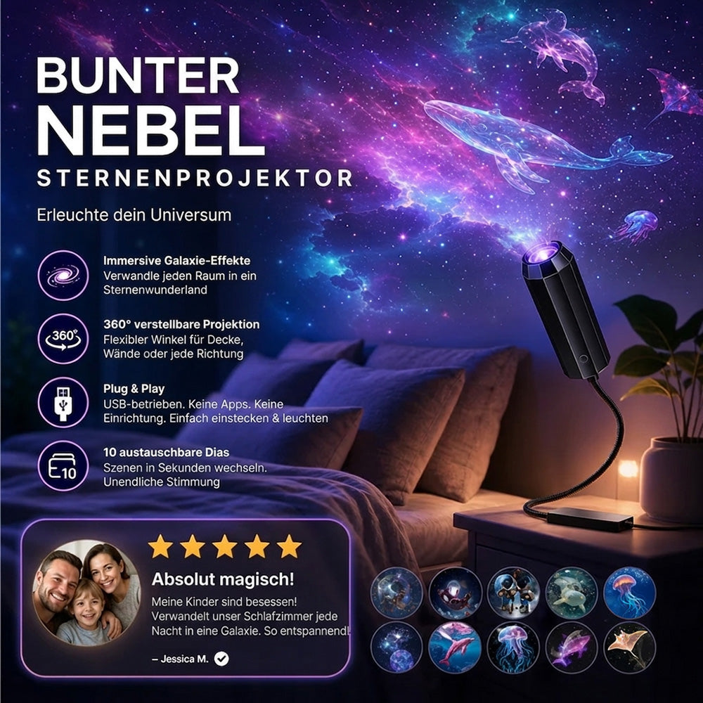 💡BVJ® Plug-and-Play HD Galaxie & Ozean Projektor Nachtlicht 🥳 Über 50.000 zufriedene Nutzer🏆