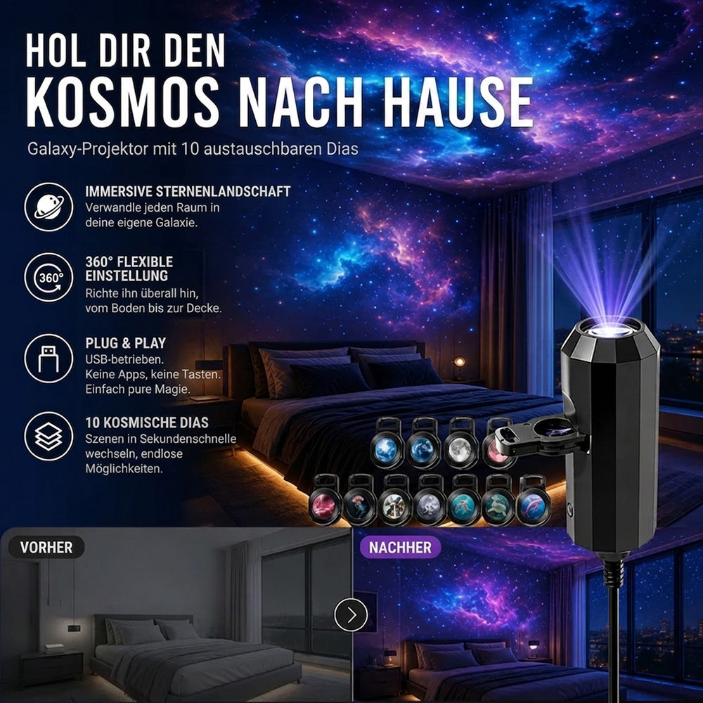 💡BVJ® Plug-and-Play HD Galaxie & Ozean Projektor Nachtlicht 🥳 Über 50.000 zufriedene Nutzer🏆