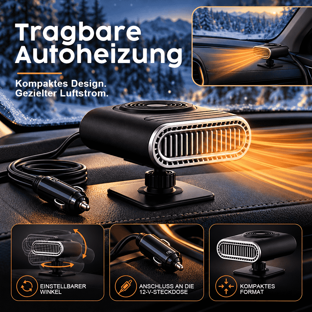 Tragbare Autoheizung – Schnelles Enteisen & Entfeuchten der Windschutzscheibe