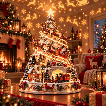 🎄 Magisches Weihnachtsdorf mit Projektion – 2 festliche Szenen