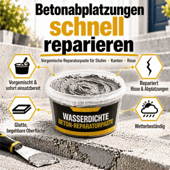 Wasserfeste Reparaturpaste für Betonwände, Böden & Stufen – Für Risse, Löcher & Abplatzungen 🛡️